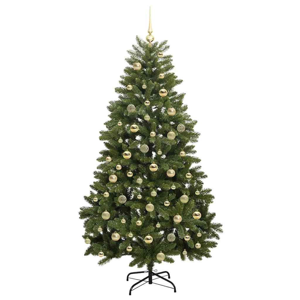 vidaXL Artificial Hinged Christmas Tree 180 cm 300 LEDs Warm White PVC
