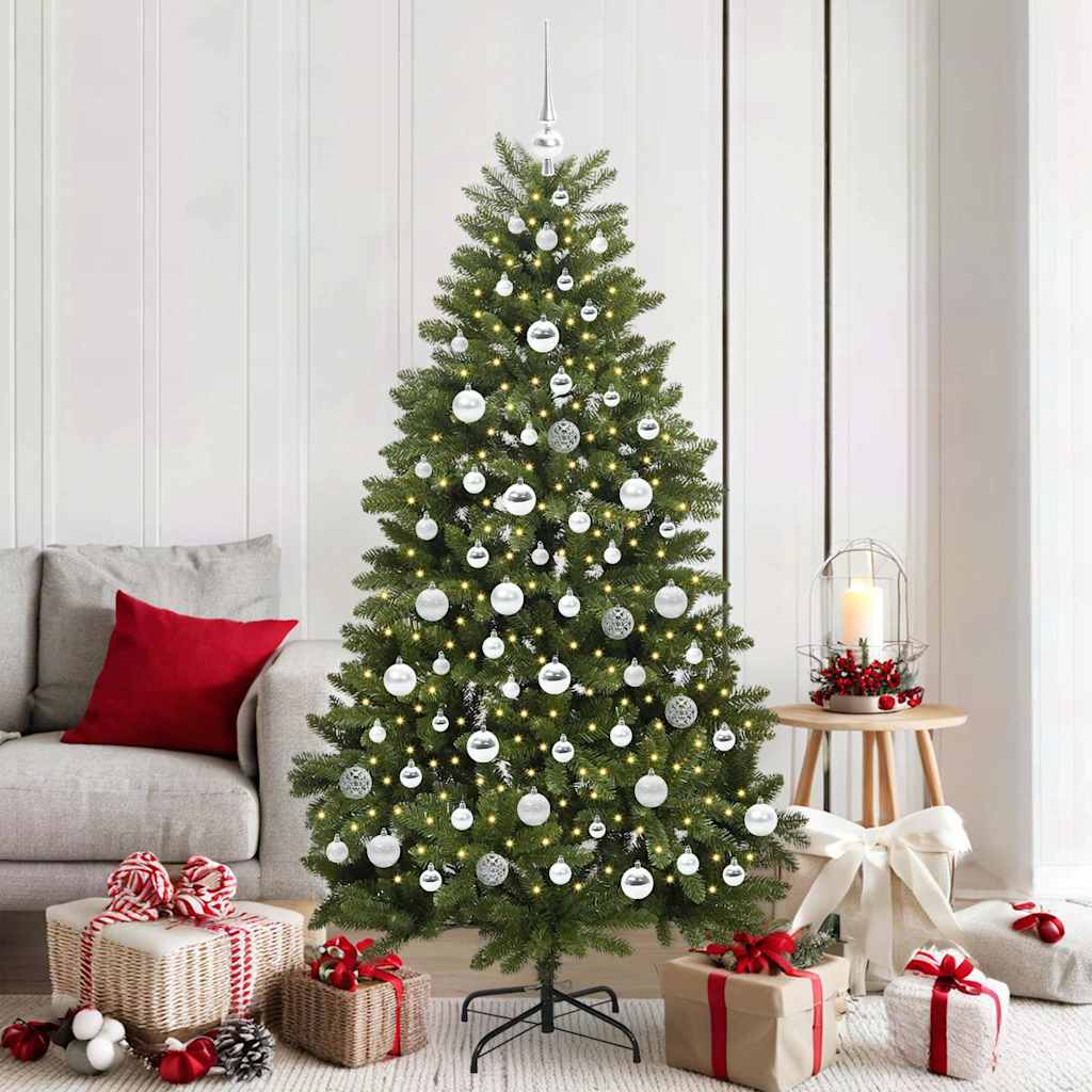 vidaXL Artificial Hinged Christmas Tree 180 cm 300 LEDs Warm White PVC