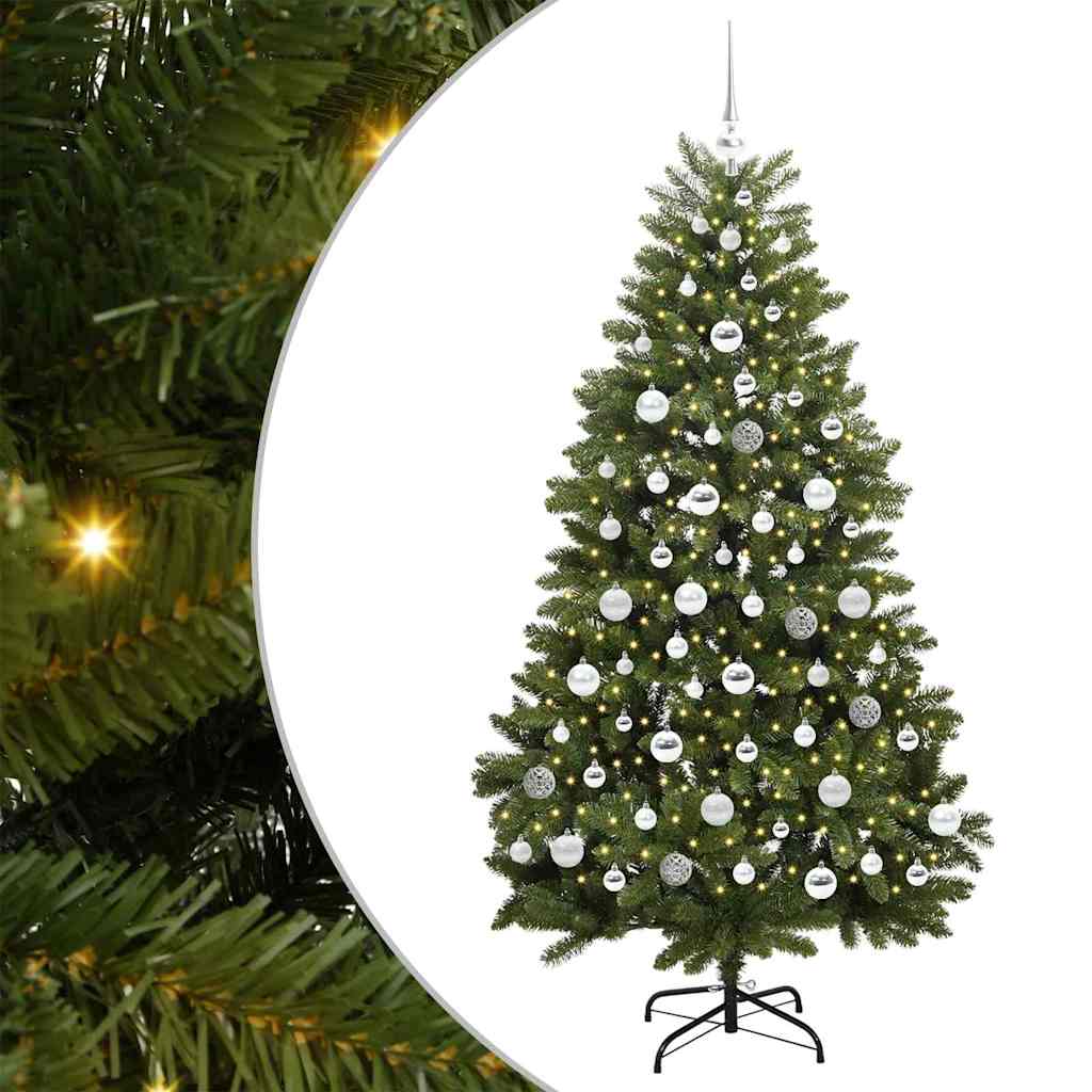 vidaXL Artificial Hinged Christmas Tree 180 cm 300 LEDs Warm White PVC