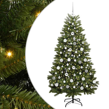 vidaXL Artificial Hinged Christmas Tree 180 cm 300 LEDs Warm White PVC