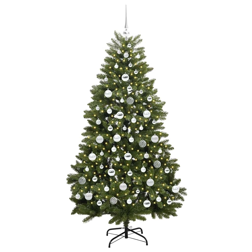 vidaXL Artificial Hinged Christmas Tree 180 cm 300 LEDs Warm White PVC