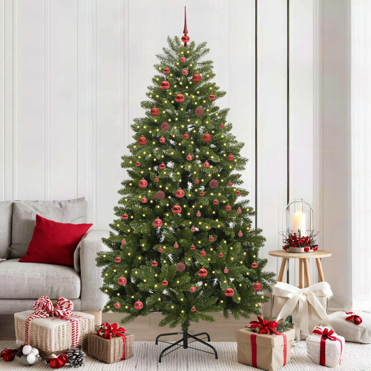 vidaXL Artificial Christmas Tree 210 cm 300 LEDs Warm White Green