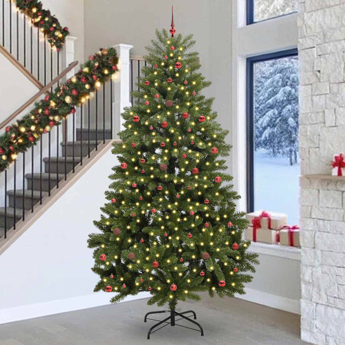vidaXL Artificial Christmas Tree 300 cm 300 LEDs Warm White Green