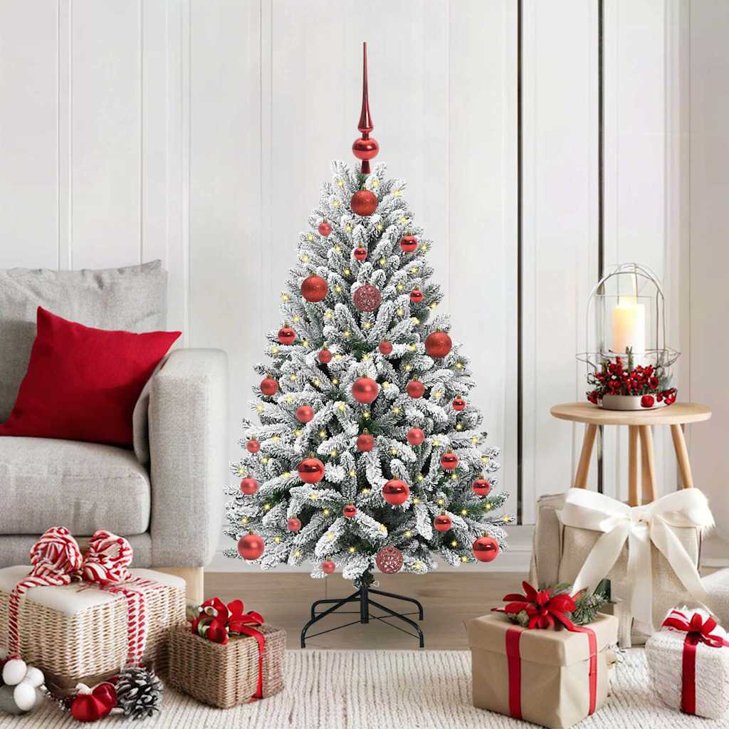 vidaXL Artificial Christmas Tree Green and White 120 cm PVC and Metal