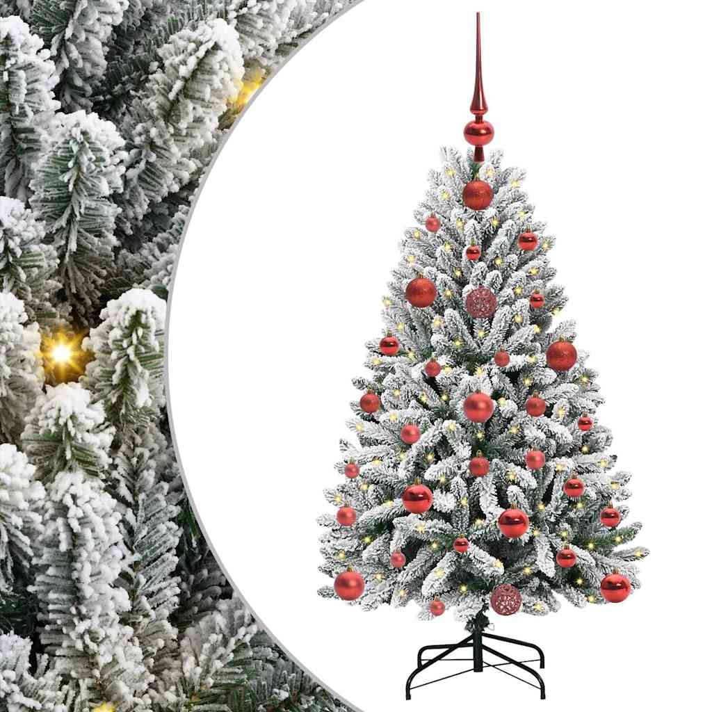 vidaXL Artificial Christmas Tree Green and White 120 cm PVC and Metal