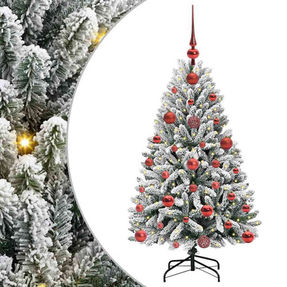 vidaXL Artificial Christmas Tree Green and White 120 cm PVC and Metal