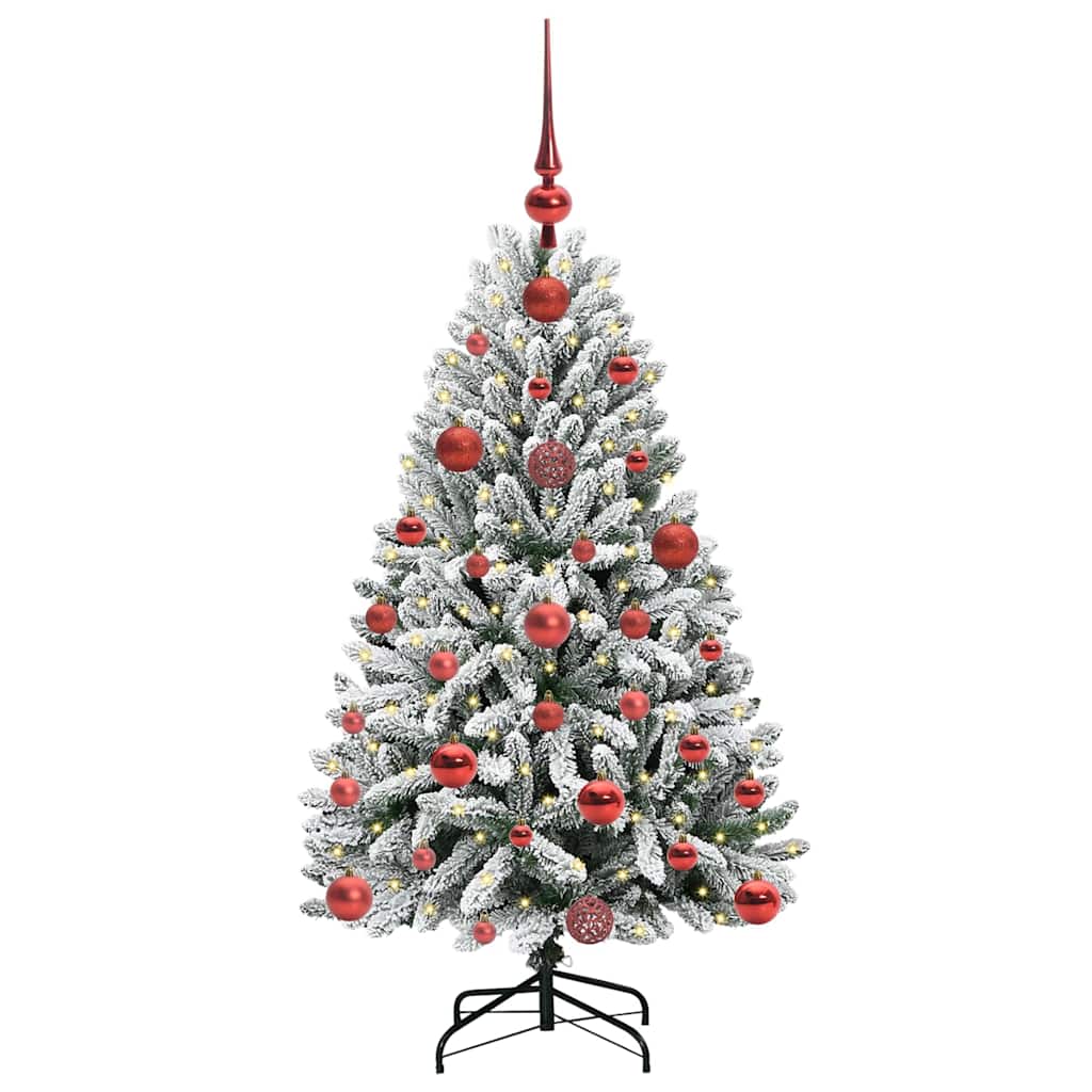 vidaXL Artificial Christmas Tree Green and White 120 cm PVC and Metal