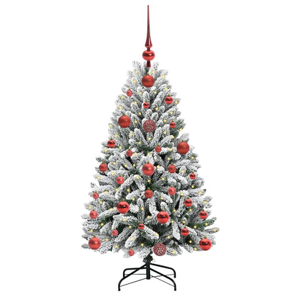 vidaXL Artificial Christmas Tree Green and White 120 cm PVC and Metal