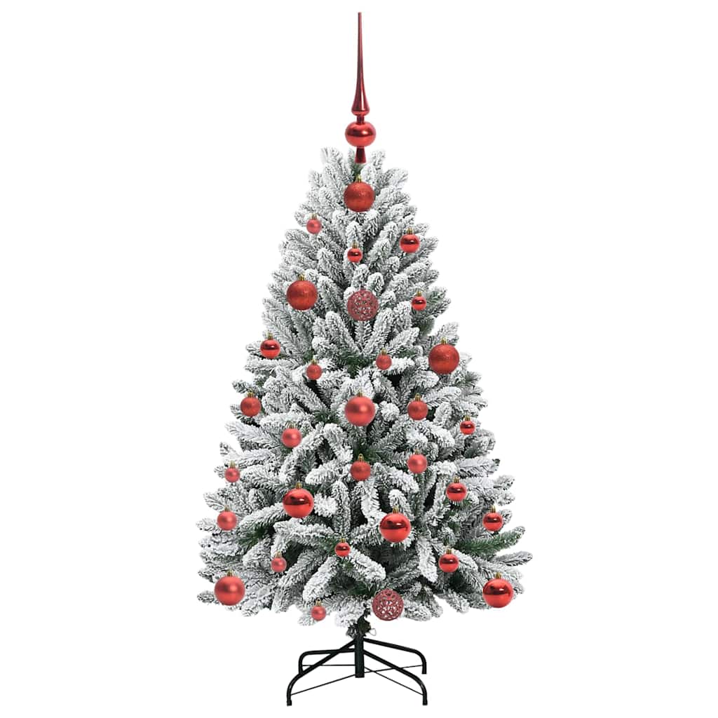 vidaXL Artificial Christmas Tree Green and White 120 cm PVC and Metal