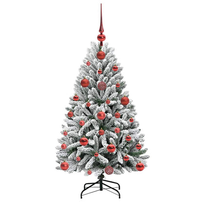 vidaXL Artificial Christmas Tree Green and White 120 cm PVC and Metal
