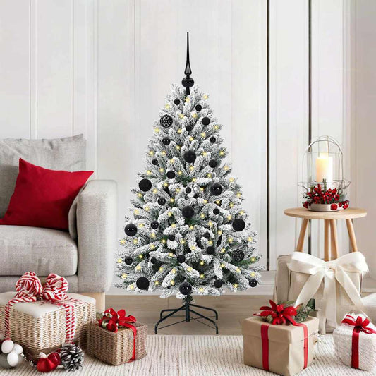 vidaXL Artificial Christmas Tree Green and White 120 cm PVC and Metal