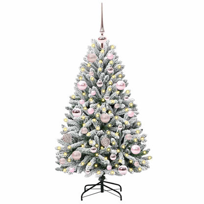 vidaXL Artificial Christmas Tree Green and White 120 cm PVC and Metal