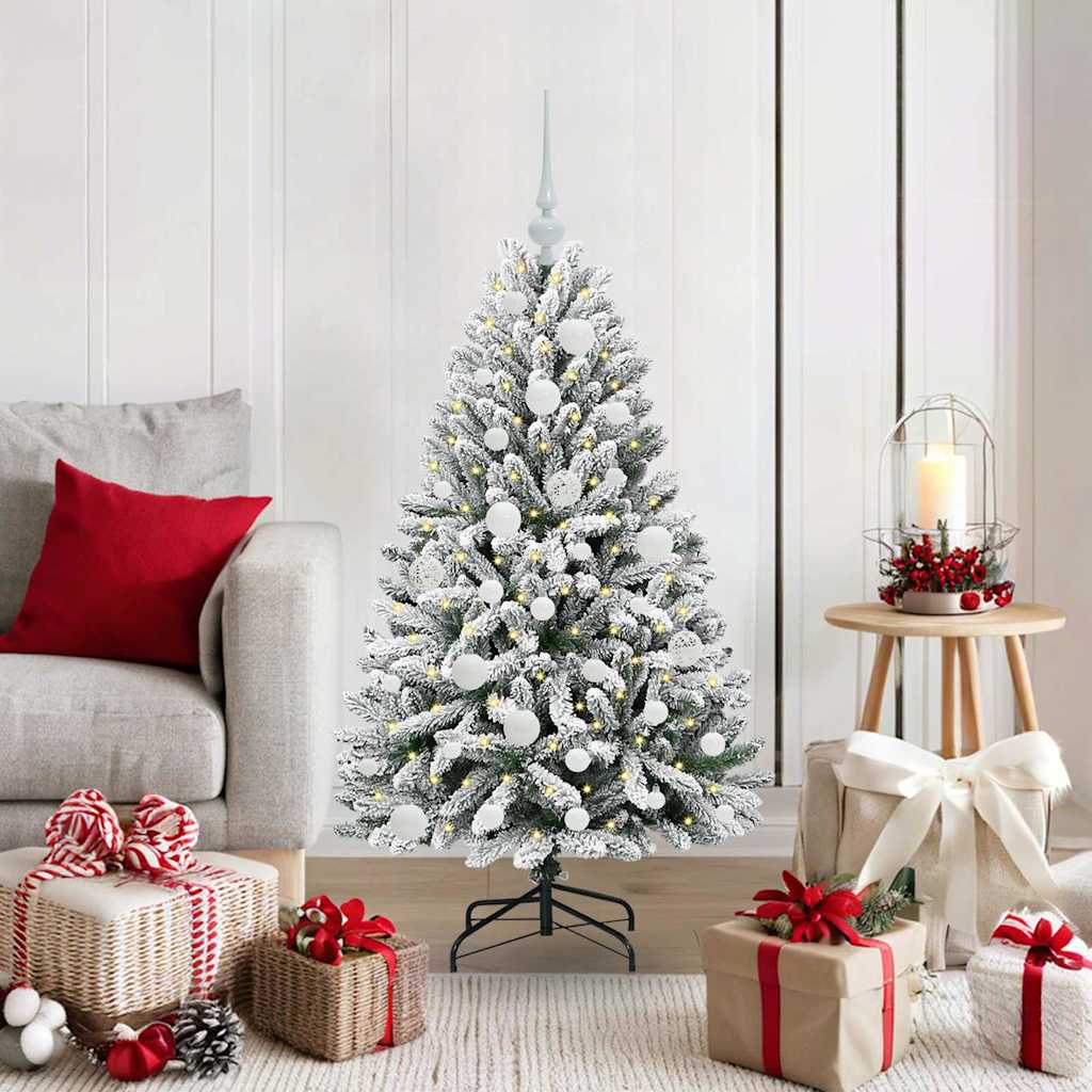 vidaXL Artificial Christmas Tree Green and White 120 cm PVC and Metal