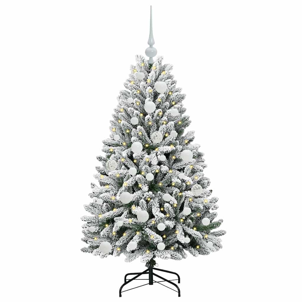 vidaXL Artificial Christmas Tree Green and White 120 cm PVC and Metal