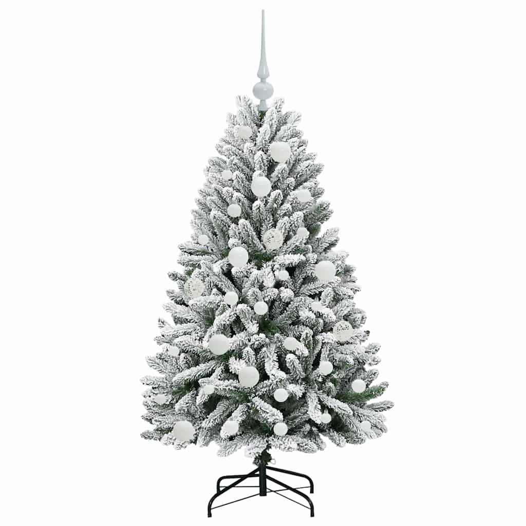 vidaXL Artificial Christmas Tree Green and White 120 cm PVC and Metal