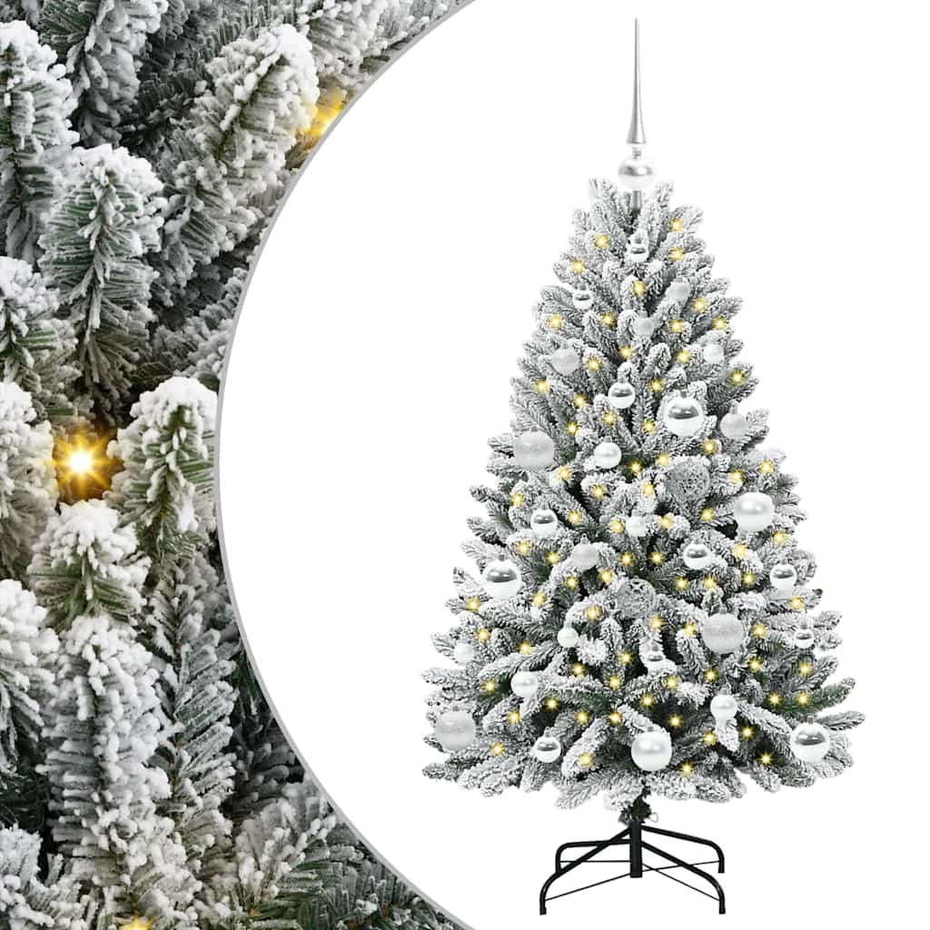 vidaXL Artificial Christmas Tree Green and White 120 cm PVC and Metal