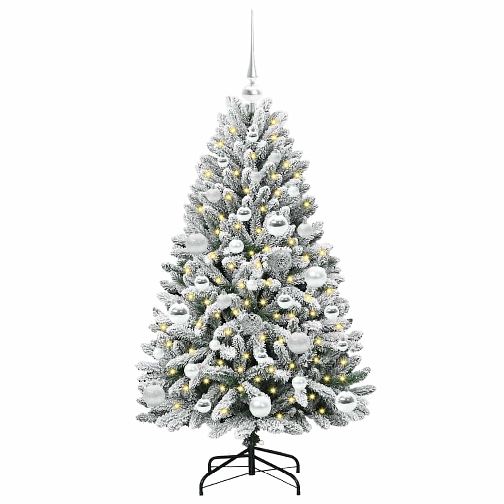 vidaXL Artificial Christmas Tree Green and White 120 cm PVC and Metal