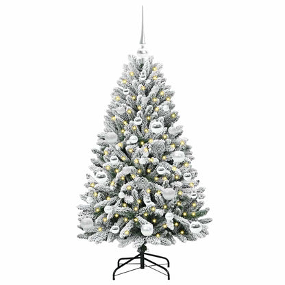 vidaXL Artificial Christmas Tree Green and White 120 cm PVC and Metal