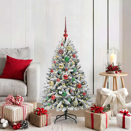 vidaXL Artificial Christmas Tree Green and White 120 cm PVC and Metal
