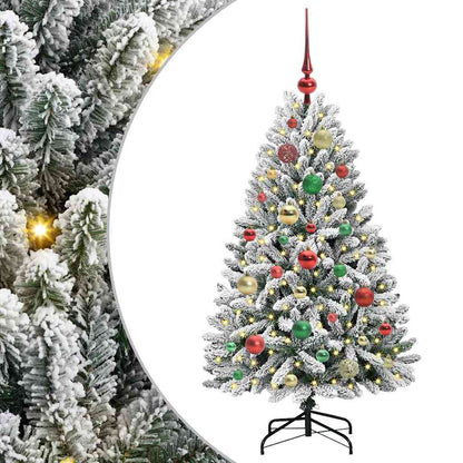 vidaXL Artificial Christmas Tree Green and White 120 cm PVC and Metal