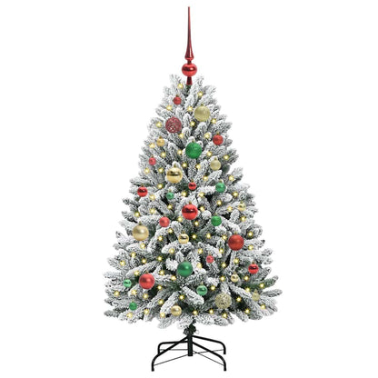 vidaXL Artificial Christmas Tree Green and White 120 cm PVC and Metal
