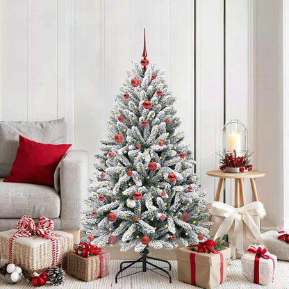 vidaXL Artificial Christmas Tree Green and White 150 cm PVC and Metal