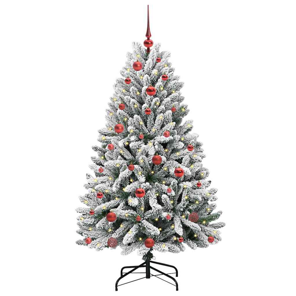 vidaXL Artificial Christmas Tree Green and White 150 cm PVC and Metal