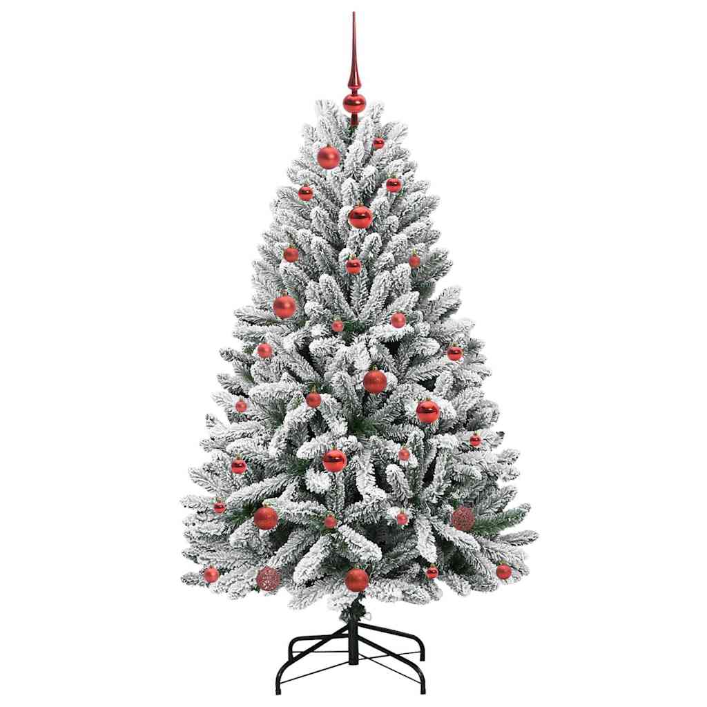 vidaXL Artificial Christmas Tree Green and White 150 cm PVC and Metal