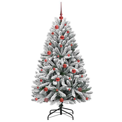vidaXL Artificial Christmas Tree Green and White 150 cm PVC and Metal