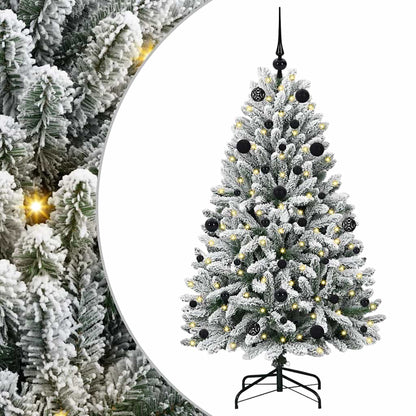 vidaXL Artificial Christmas Tree Green and White 150 cm PVC and Metal