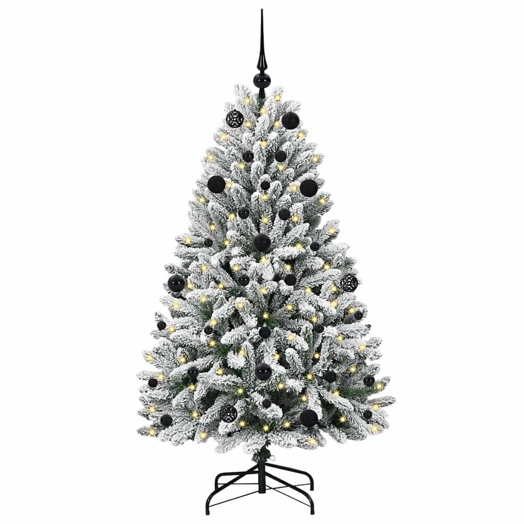 vidaXL Artificial Christmas Tree Green and White 150 cm PVC and Metal