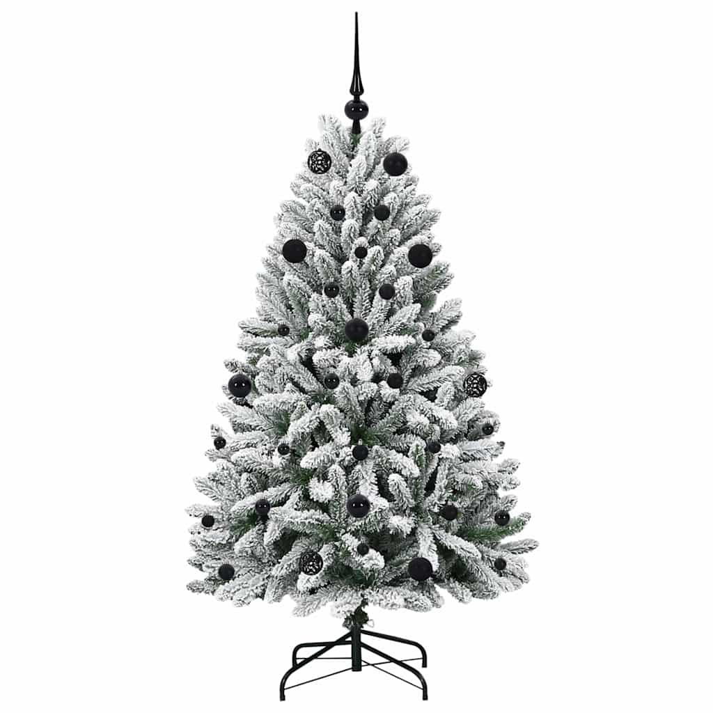 vidaXL Artificial Christmas Tree Green and White 150 cm PVC and Metal