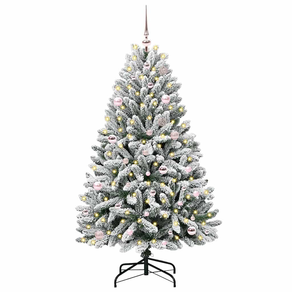 vidaXL Artificial Christmas Tree Green and White 150 cm PVC and Metal