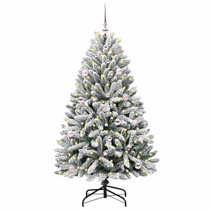 vidaXL Artificial Christmas Tree Green and White 150 cm PVC and Metal