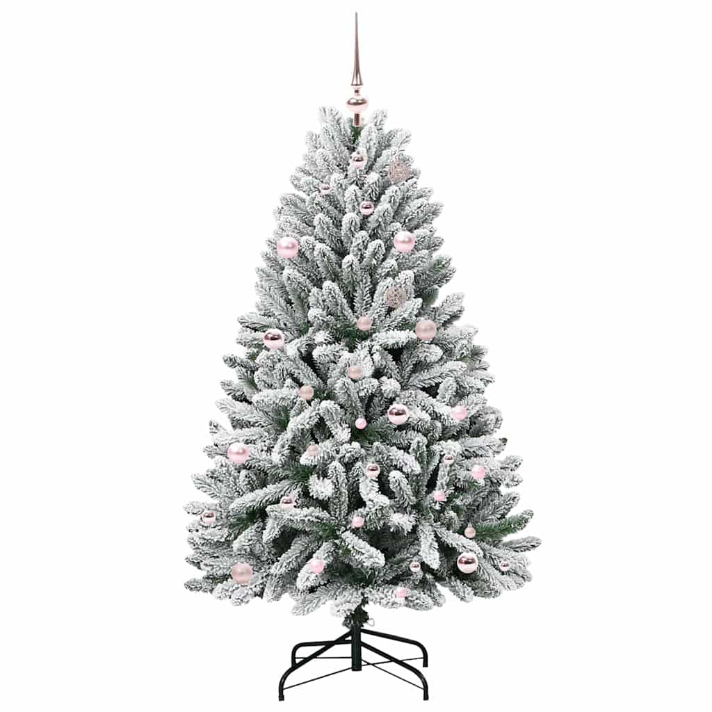 vidaXL Artificial Christmas Tree Green and White 150 cm PVC and Metal