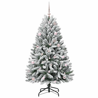 vidaXL Artificial Christmas Tree Green and White 150 cm PVC and Metal