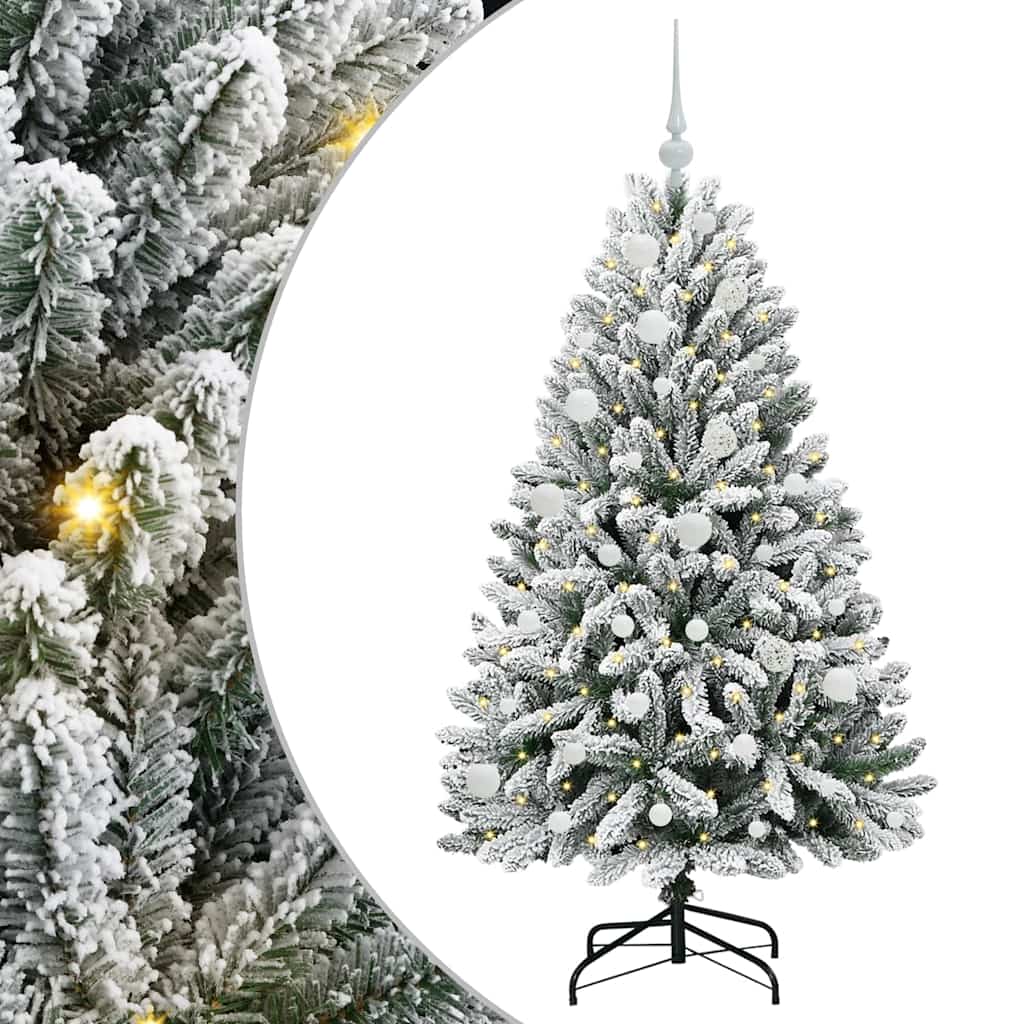 vidaXL Artificial Christmas Tree Green and White 150 cm PVC and Metal