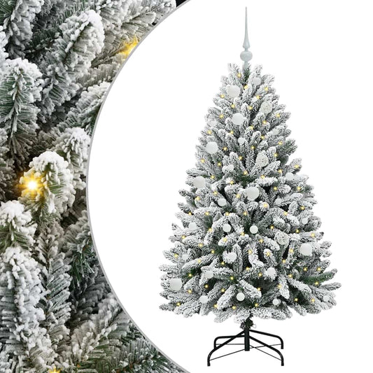 vidaXL Artificial Christmas Tree Green and White 150 cm PVC and Metal