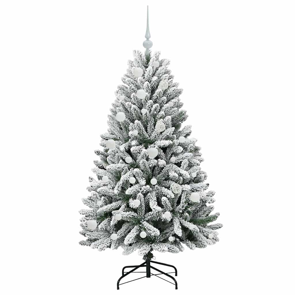 vidaXL Artificial Christmas Tree Green and White 150 cm PVC and Metal