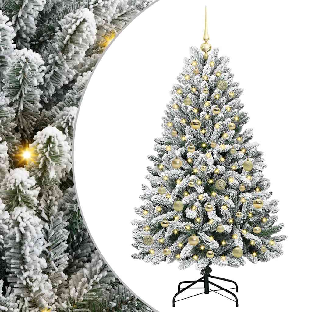 vidaXL Artificial Christmas Tree Green and White 150 cm PVC and Metal