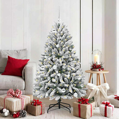 vidaXL Artificial Christmas Tree Green and White 150 cm PVC and Metal