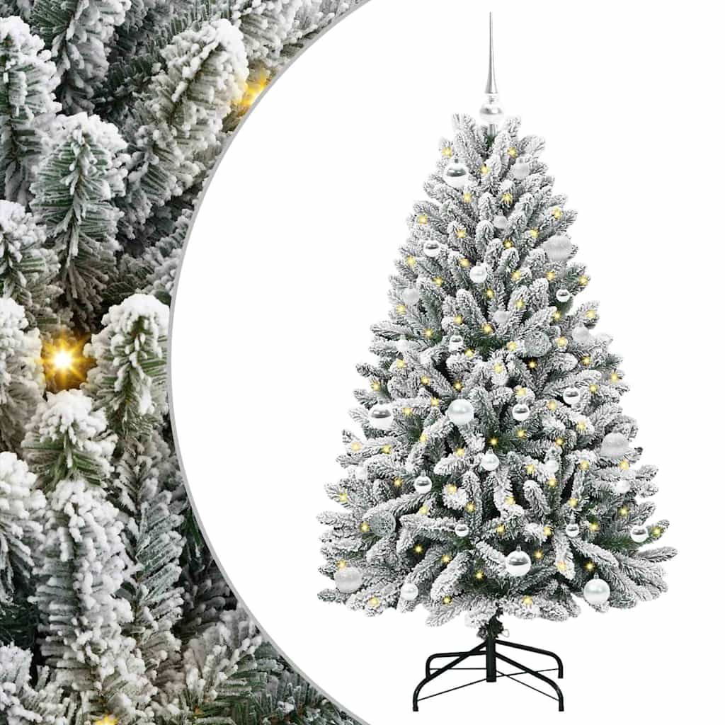 vidaXL Artificial Christmas Tree Green and White 150 cm PVC and Metal