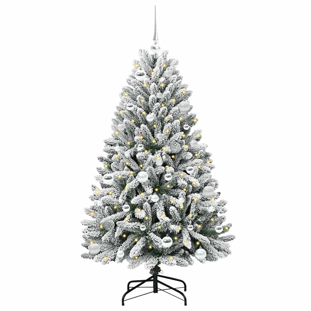 vidaXL Artificial Christmas Tree Green and White 150 cm PVC and Metal