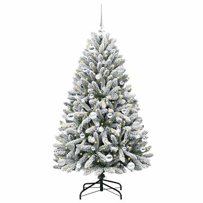 vidaXL Artificial Christmas Tree Green and White 150 cm PVC and Metal