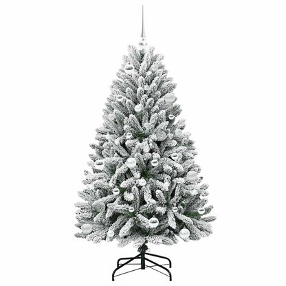 vidaXL Artificial Christmas Tree Green and White 150 cm PVC and Metal