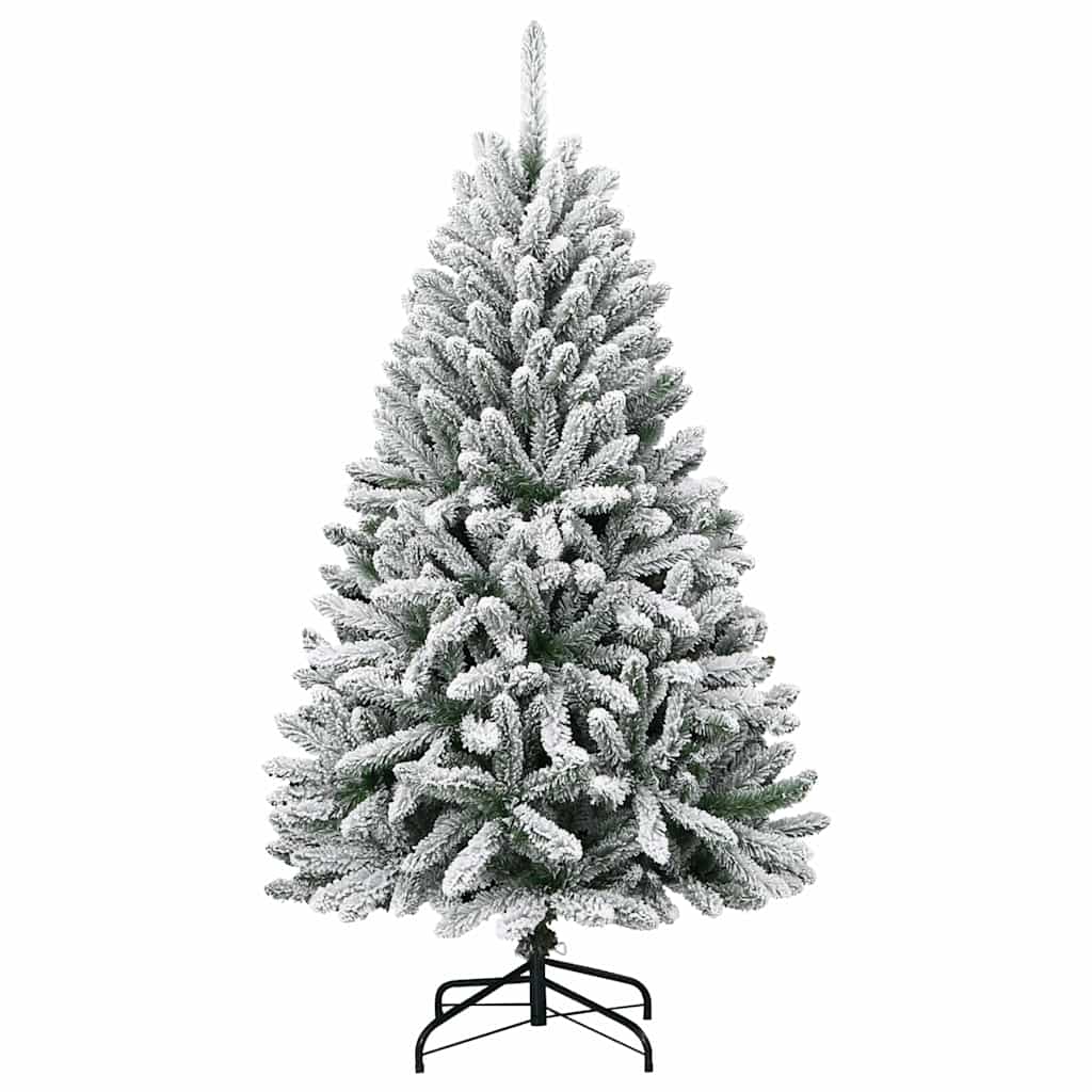 vidaXL Artificial Christmas Tree Green and White 150 cm PVC and Metal