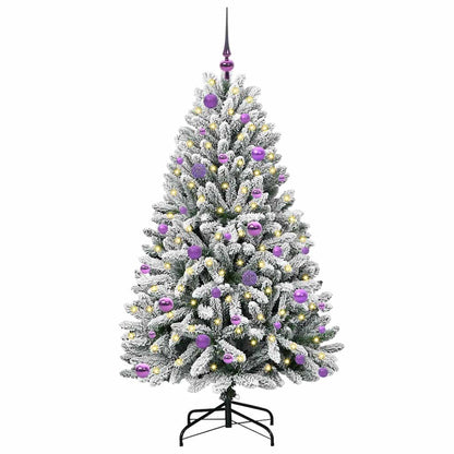vidaXL Artificial Christmas Tree Green and White 150 cm PVC and Metal