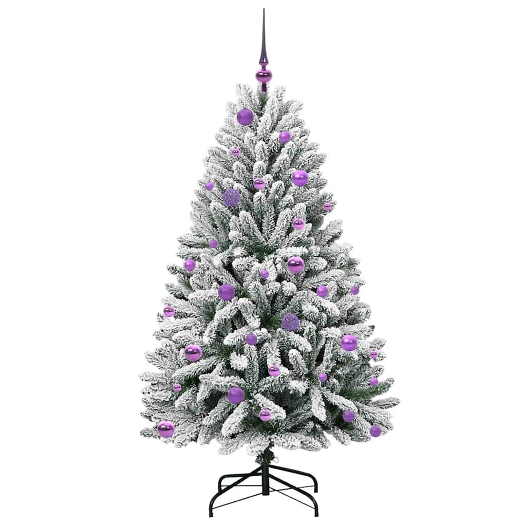 vidaXL Artificial Christmas Tree Green and White 150 cm PVC and Metal