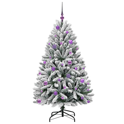 vidaXL Artificial Christmas Tree Green and White 150 cm PVC and Metal