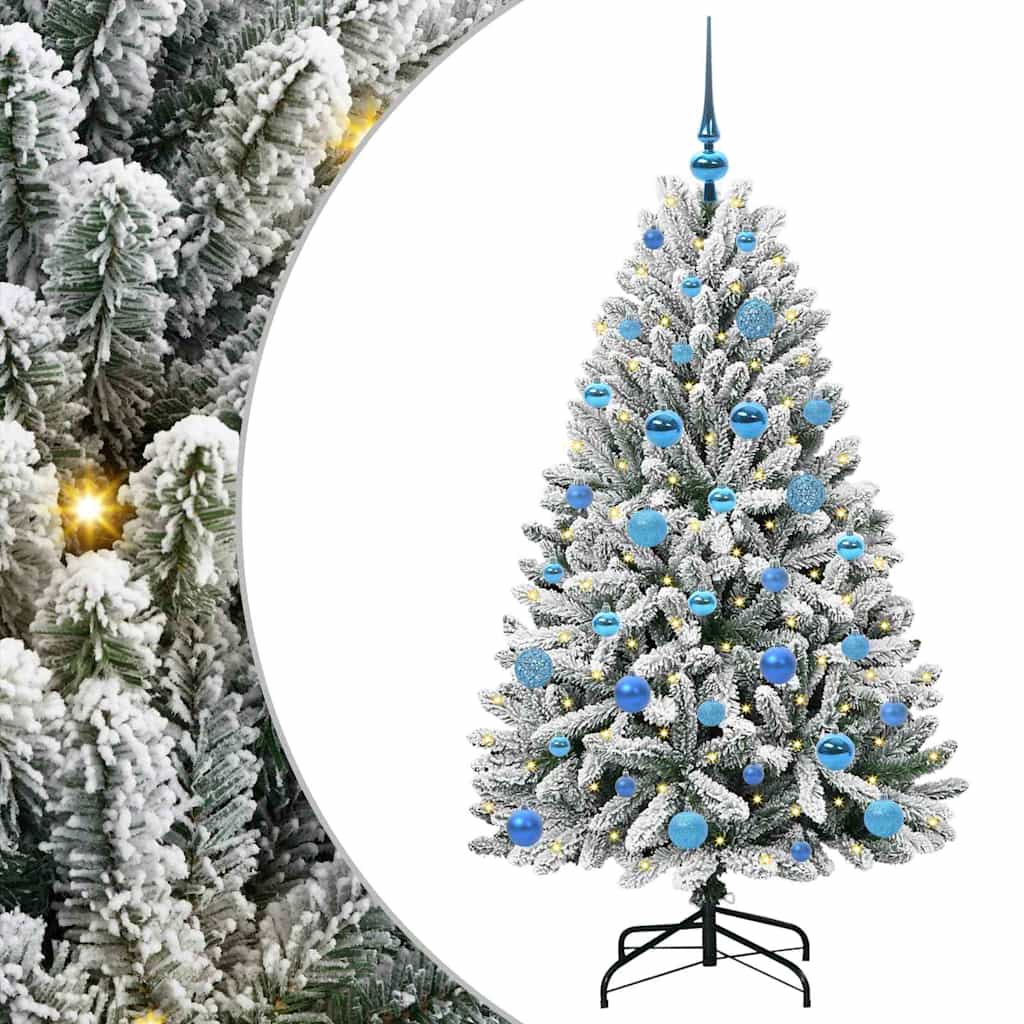 vidaXL Artificial Christmas Tree Green and White 150 cm PVC and Metal